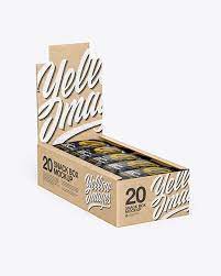 Download Kraft Display Box W 20 Snack Bars Mockup In Box Mockups On Yellow Images Object Mockups