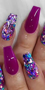 Magenta And Blue Sheet Glitter Nail Art Very Pretty Follow Kathy Now Magenta Nails Blue Glitter Nails Pink Glitter Nails