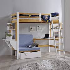 Pensare al letto a soppalco potrebbe far venire in mente una soluzione adatta ai dormitori e alle piccole case, ma in realtà esistono numerose idee eleganti e funzionali che ti permettono. Deco In Paris Letto A Soppalco 90 X 190 Cm Con Scrivania E Scomparti In Legno E Bianco Amazon It Casa E Cucina