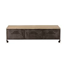 Découvrez un meuble télé tv télévision bicolore laqué blanc mat et bois de chêne clair ou bois de noyer foncé. Meuble Tv 3 Portes A Roulettes En Metal Gris Et Sapin Massif Wayne Maisons Du Monde