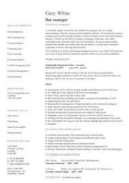 bar manager cv sample, job description