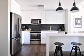 modern apartment kitchen fridge freezer