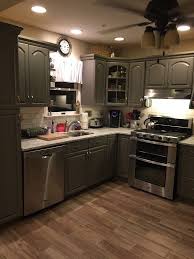 Sherwin Williams Gauntlet Gray Painted Cabinets Cabinet Remodel Kitchen Remodel Grey Kitchen Cabinets