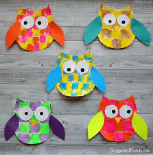 For the owl body, fold over a piece of the darker colored paper first. Sponge Painted Owl Craft For Kids With Owl Template Buggy And Buddy