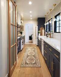 Amazing Galley Kitchen In Dark Night Sky Shaker Galley Kitchen Renovation Galley Kitchen Design Galley Kitchen Layout