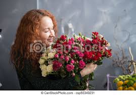 Fresh from the fields · quick & easy checkout · great quality & value Female Florist Smelling Flower Bouquet In The Flower Shop Sring Atmosphere Canstock