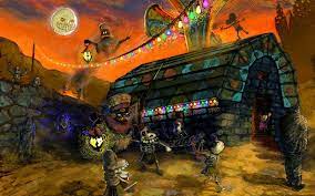 This Is The Canyon Where All The Undead Live In Majora S Mask That Goofy Looking Building Plays A D Majoras Mask Legend Of Zelda Legend Of Zelda Majoras Mask