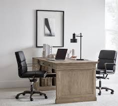 Kemper 72 executive desk flip down removable keyboard drawer w/ac outletstruffle finishmetal grommets item 1205346. Livingston Peninsula Desk Office Desk Pottery Barn