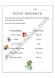 Good Manners Esl Worksheet By Tarrynr Manners For Kids Worksheets For Kids Teacher Favorite Things