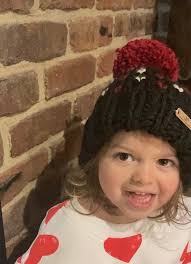 Ready to Ship Double Brim Ivory and Red Mini Heart Hat. Baby and Toddler  Heart Hat. Black With Red Heart Hat.lover Baby Hat