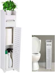 Because the bathroom is usually small with limite floor space. Amazon Com Gotega Small Bathroom Storage Toilet Paper Storage Corner Floor Cabinet With Doors And Shelves Bathroom Organizer Furniture Corner Shelf For Paper Shampoo White Kitchen Dining