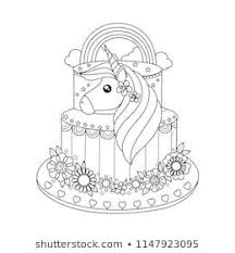 Unicorn cake set, edible rainbow and glitter, assorted colors and sizes. Rainbow Unicorn Cake Coloring Pages Novocom Top