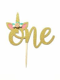 Unicorn head with flower petals and colorful ice cream melting isolated on white background. 1 Pc Flowers Unicorn Horn Ear One Gold Glitter Cake Topper Ebay