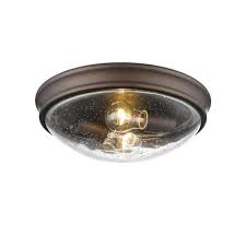 Millennium Rubbed Bronze 2 Light Flush Mount With Clear Seeded Glass Bellacor
