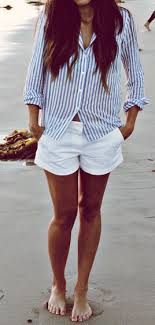 Black And White Striped Button Up Shirt Outfit Fashion Trends Casual Styling Fashion Summer Beach Outfit Summer Fashion