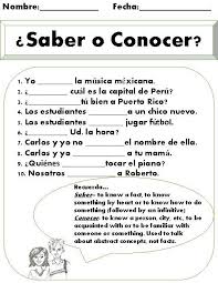 saber vs conocer worksheet spanish worksheets spanish