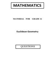 Euclidean geometry is characterized most importantly by the parallel postulate, that through a point not on a given line there is exactly one parallel line. Msi Euclidean Geometry Questions Pdf Mathematics Material For Grade 12 Euclidean Geometry Questions Question 1 Complete Such That The Euclidean Course Hero