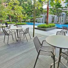 Poolside Furniture Chairs And Tables In Painted Aluminium In 2020 Poolside Furniture Condominium Outdoor Decor