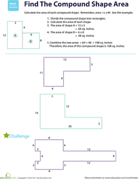 Each worksheet has 10 problems finding the area of a figure. Find The Area Compound Shapes Worksheet Education Com