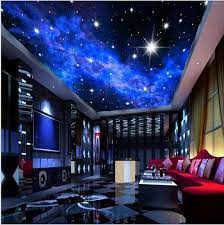 3d Blue Night Sky Stars Wall Or Ceiling Wallpaper Custom Mural Home Theater Rooms Dream Living Rooms Home Theater Design