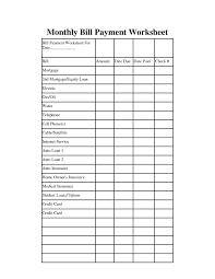 Free Printable Monthly Bill Payment Worksheet Free Printable