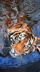 How Realistic Can It Get This Is Very Next Level Realistic Paintings Tiger Painting Hyper Realistic Paintings