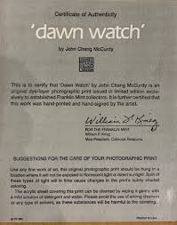 Your bank, paypal, ebay or any platforms that is able to reimburse you for a scam will need a statement from an this company's certificate of authenticity services are not endorsed or certified by vinted limited. Sold Price Limited Edition John Chang Mccurdy Color Photograph Dawn Watch July 6 0119 8 00 Am Cdt