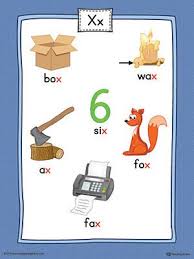 Letter X Word List With Illustrations Printable Poster Color Alphabet Worksheets Preschool Alphabet Preschool Letter Sound Activities