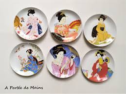 6 Assiettes A Dessert Decor Asiatique Assiettes Blanches En Porcelaine Vintage Annees 80 90 Decoration Asiatique Assiette Blanche Decoration