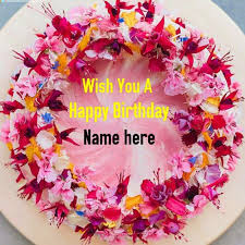 Birthday Card For Boss With Name Multicolor Designer Flower Birthday Cake With Name Birthday Card With Name Birthday Cake With Photo Birthday Cake With Flowers