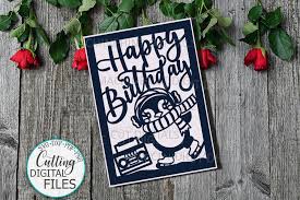 Download Funny Penguin Birthday Card Svg Dxf Cut Out Template By Kartcreation Thehungryjpeg Com