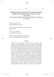 Informasi yang di dapatkan yang berasal dari statistika deskriptif ini antara lain ukuran pemusatan data, ukuran penyebaran data, dan juga. Pdf Konsep Hak Asasi Manusia Bagi Orang Kurang Upaya Di Malaysia Suatu Analisis Basic Human Rights For Persons With Disabilities In Malaysia An Analysis