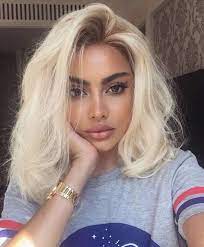 # 64 blonde pompadour for short dark base. Bleached Hair With Dark Roots Bleached Lob Bleached Hair Bleach Blonde Hair Hair Styles