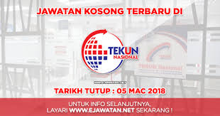 Jawatan kosong 2019 terkini ok? Tekun Nasional Berhad 05 Mac 2018 Jawatan Kosong 2020