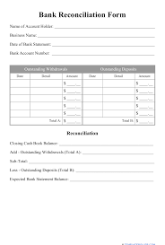 Automated cash reconciliation worksheet system (acrws). Bank Reconciliation Form Download Printable Pdf Templateroller