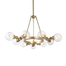 Laluz Adjustable Modern Farmhouse 9 Light Gold Nautical Chandelier With Wagon Wheel Design And Clear Globe Glass Shades Llijmzhl13618yf The Home Depot