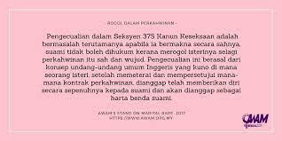 Dua lagi anggota pengawal bilik tahanan unit sungai wangi tentera laut diraja malaysia (tldm) di sitiawan, ditahan hari ini untuk bantu siasatan berhubung. All Women S Action Society Awam On Twitter Apakah Yang Dipanggil Sebagai Rogol Dalam Perkahwinan Rogol Dalam Perkahwinan Merujuk Kepada Seks Tanpa Persetujuan Atau Izin Yang Berlaku Dalam Perkahwinan Di Mana Sang Pelaku