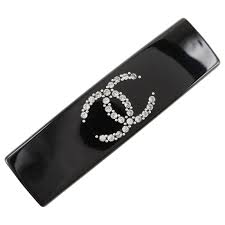 Timeless Chanel Coco Mark Barrette in Black with Rhinestones Plastic  ref.1446854