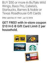 This is a great deal to save you a few bucks if you go there quite often and are going to spend money there anyways. H E B Tx Only Buy 50 In Gift Cards Starbucks More Receive 10 H E B Gift Card Doctor Of Credit