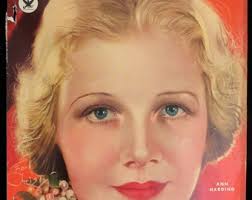 Portada original de la revista Ann Harding Photoplay de diciembre de 1933,  por Earl Christy: La edad de oro de Hollywood