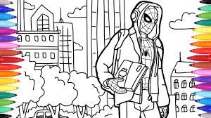 Spiderman coloring pages for kids. Spiderman In The City Coloring Pages Marvel Coloring Book How To Draw Spiderman Coloring For Kids Youtube
