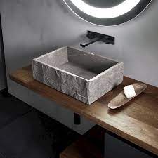 Lavandino pietra naturale in stock. Lavabo Tuttofuori Tina In Pietra Piasentina Senza Troppo Pieno Foro Rubinetto Su Top Centrale O A Parete Lavello Bagno Lavandini Da Bagno Bagno Eclettico