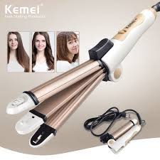 new arrival kemei 3 in 1 multifunction hair straightener hair curler corn curler ceramic coating foldable hai lockenstab frisuren haare locken lockige frisuren