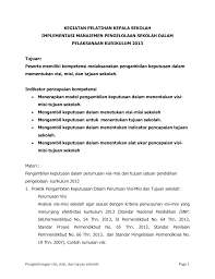 1) sekolah sebagai lembaga pembaharu (agent of change), yang isi laporan tahunan tersebut antara lain mencakup kegiatan yang telah dilakukan, kurikulum sumbangan pikiran, pengalaman dan pengetahuan, yang diberikan dalam pertemuan, diskusi, rapat. Kegiatan Pelatihan Kepala Sekolah Implementasi