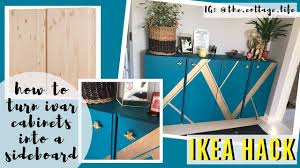The metal doors with a glass pane design create space to display home decor or books, while the lower offers concealed storage. Ikea Hack How To Turn Ivar Cabinets Into A Sideboard Home Diy Ikea Hack Ikea Diy Decor Projects