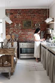 Dom V Yuar Brick Wall Kitchen Cottage Kitchens Rustic Kitchen