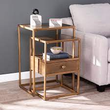 This item abbyson francesca 2 drawer mirrored nightstand in gold. Southern Enterprises Francesca 2 Piece Nesting Nightstand Set 9248341 Hsn