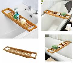 1 over view 2 feature material: Home Furniture Diy Bamboo Bathroom Storage Caddy Shelf Rack Bridge Bath Tub Tray Bath Organiser