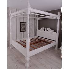 Lit baldaquin fer forgé blanc. Lit A Baldaquin 180x200 Cm En Acajou Blanc Preston