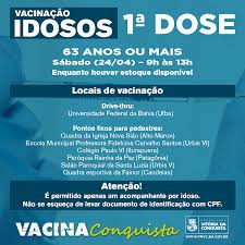 Isso irá acelerar o progresso no sentido de alcançar imunidade generalizada ao coronavírus. Neste Sabado Tem 1Âª Dose Da Vacina Contra Covid 19 Para Quem Tem 63 Anos Ou Mais Prefeitura Municipal De Vitoria Da Conquista Pmvc